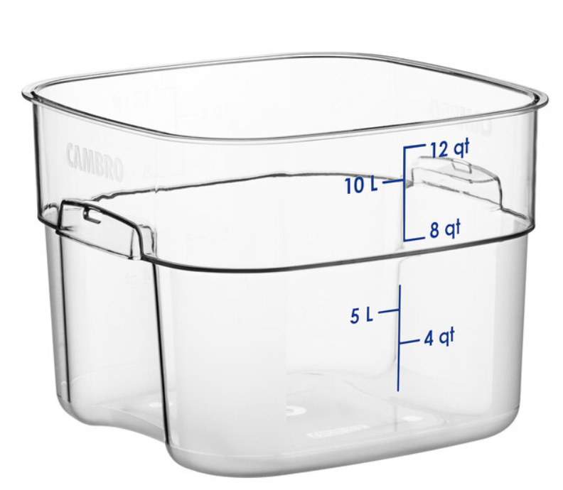 Choice 12 Qt. Clear Square Polycarbonate Food Storage Container