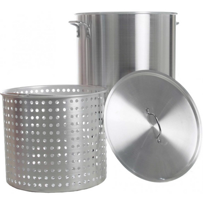 Aluminum Boiling Pot with Basket and Lid, 80 quart