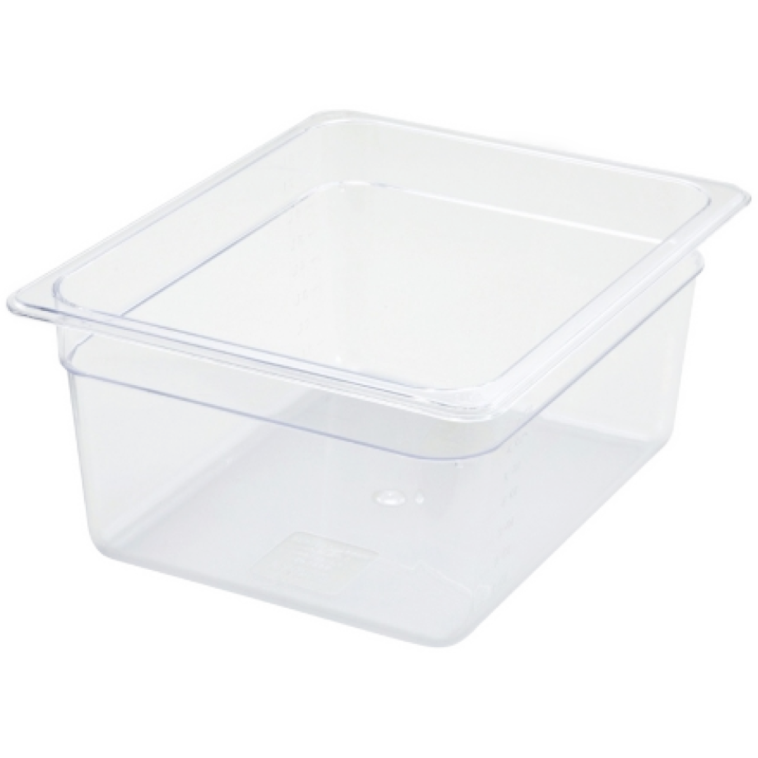 Winco Poly-Ware 5 1/2" Deep 1/2 Size Clear Polycarbonate Food Pan