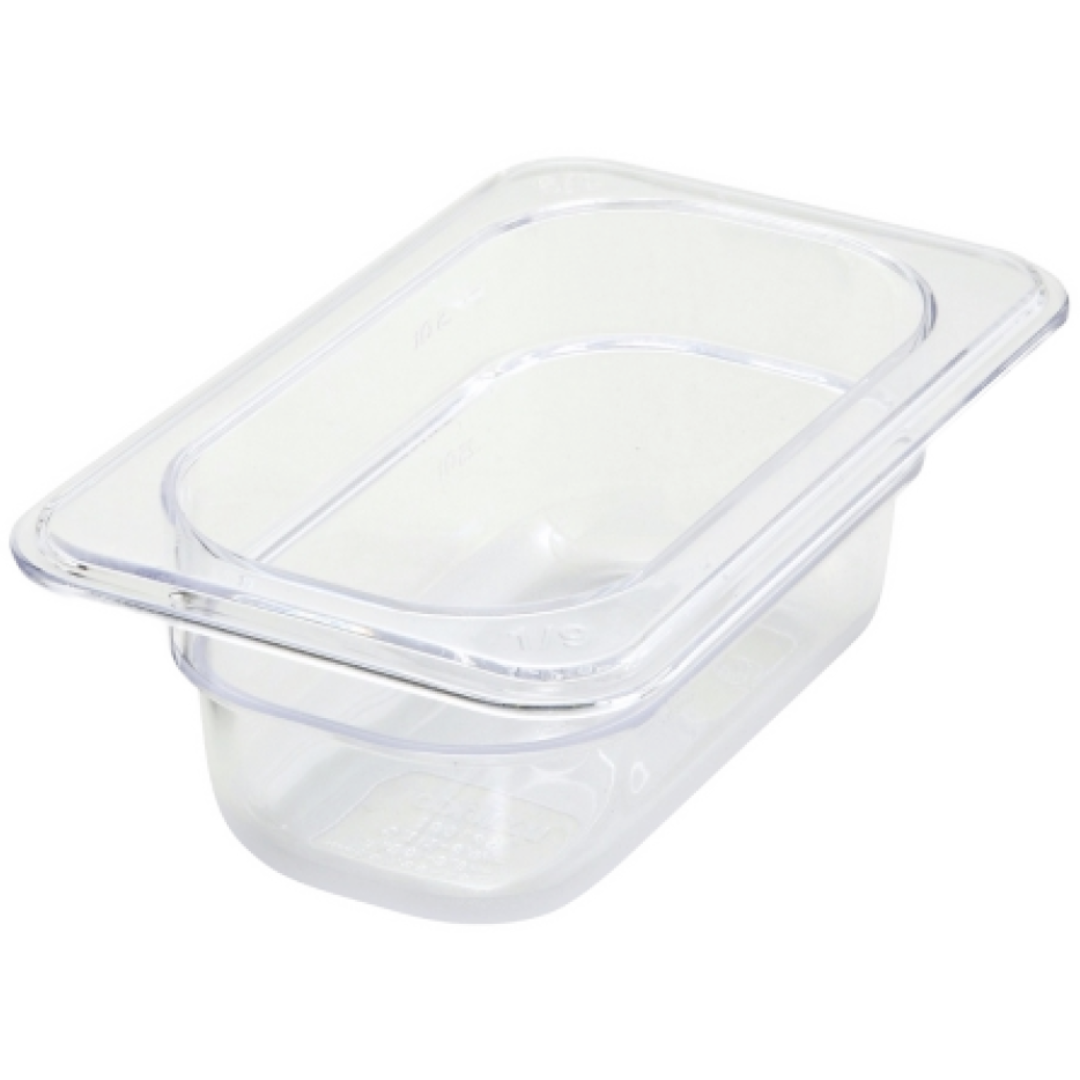 Winco Poly-Ware 2 1/2" Deep 1/9 Size Clear Polycarbonate Food Pan