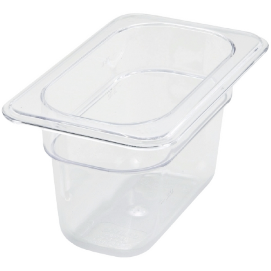 Winco Poly-Ware 3 1/2" Deep 1/9 Size Clear Polycarbonate Food Pan