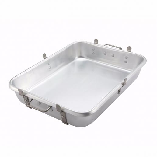 24 Aluminum Double Roasting Pan with Handles, Straps & Lugs