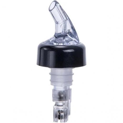 1.25 oz. Clear Spout / Clear Tail Measured Liquor Pourer with Collar - Richard's Supply Inc