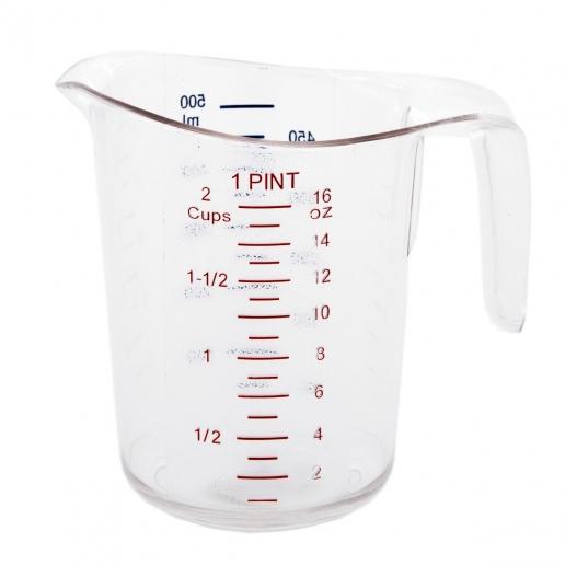 Measuring Cup, 1 pint, raised external markings in quarts