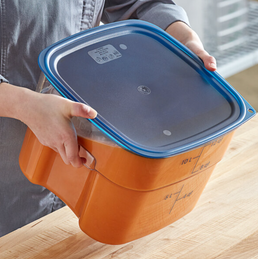 FreshPro 12, 18, and 22 Qt. Blue Square Polypropylene Food Storage Container Lid