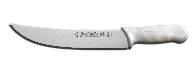 10" High Carbon Steel Cimeter Steak Knife With White Handle