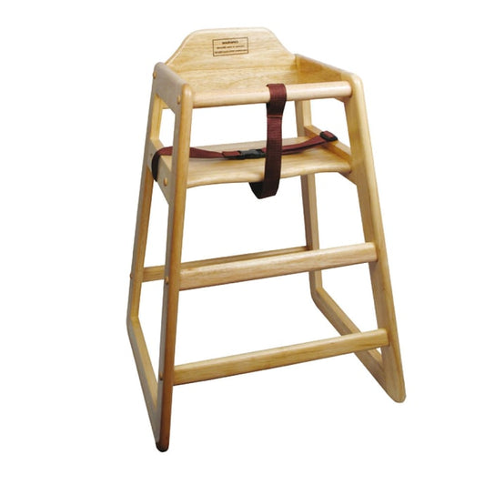 Winco 29 3/4" Stackable High Chair w/ Waist Strap - Wood, Natural