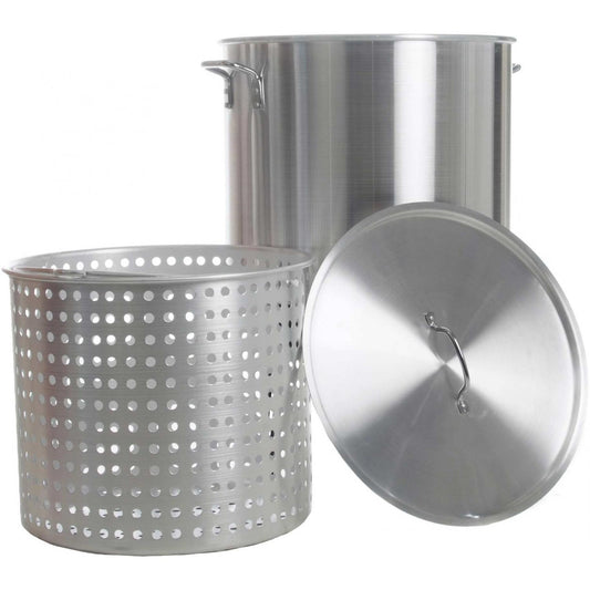 100 QT.  Boiling Pot w/perforated Aluminum Basket - Richard's Supply Inc