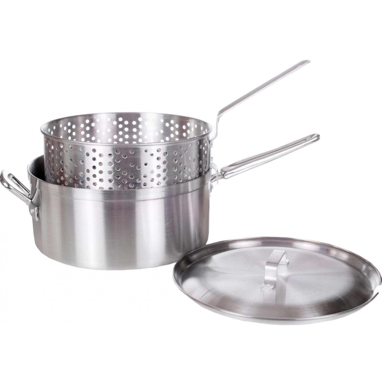Aluminum Fry Pot with Perforated Basket, 12"