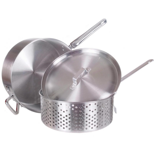 Aluminum Fry Pot with Perforated Basket, 12"