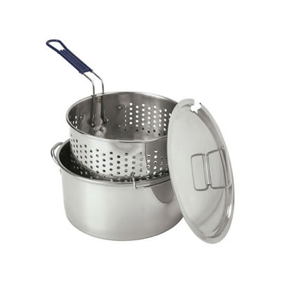 Stainless Steel Fry Pot with Lid & Basket, 14 quart