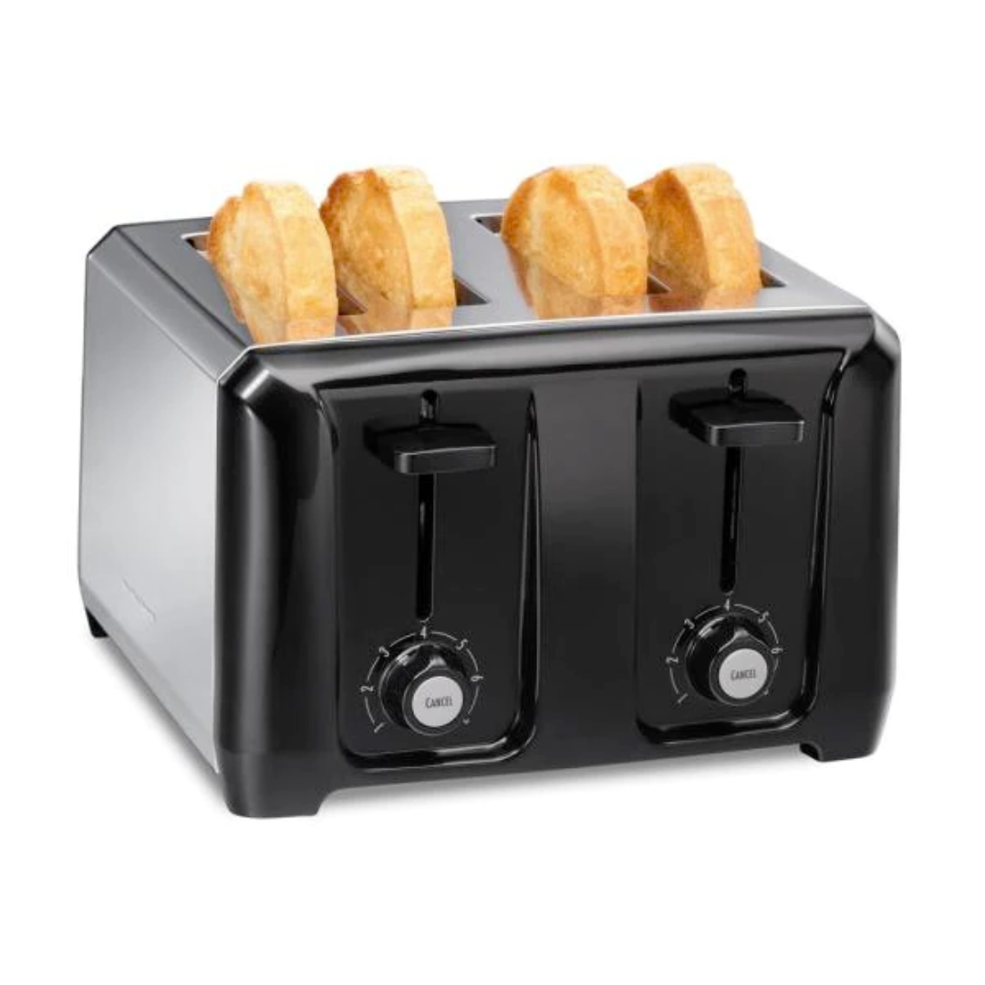 4-Slice Black Wide Slot Toaster