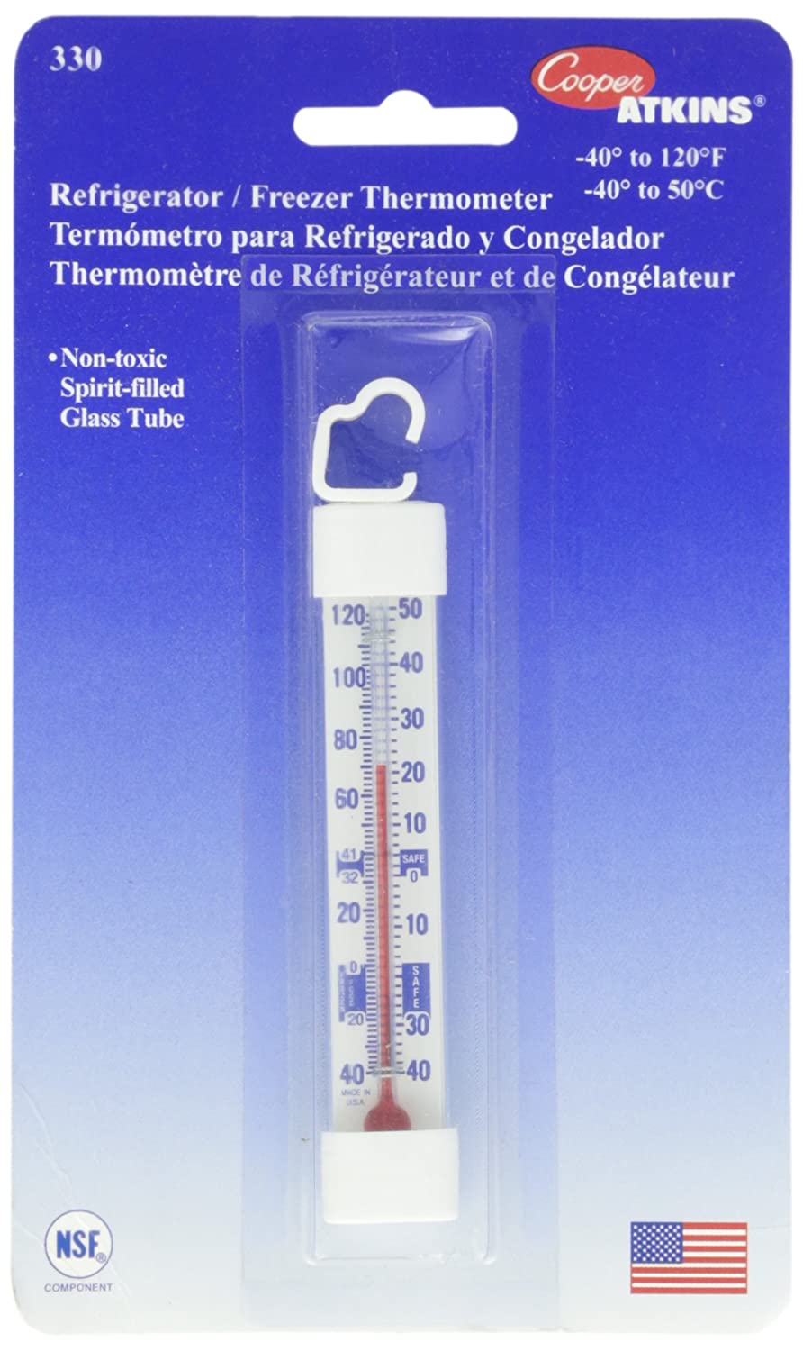 Vertical Glass Tube Refrigerator/Freezer Thermometer