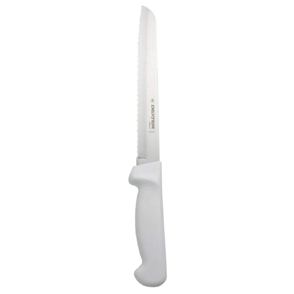 8" Bread Knife w/ Polypropylene White Handle, - Richard's Supply Inc