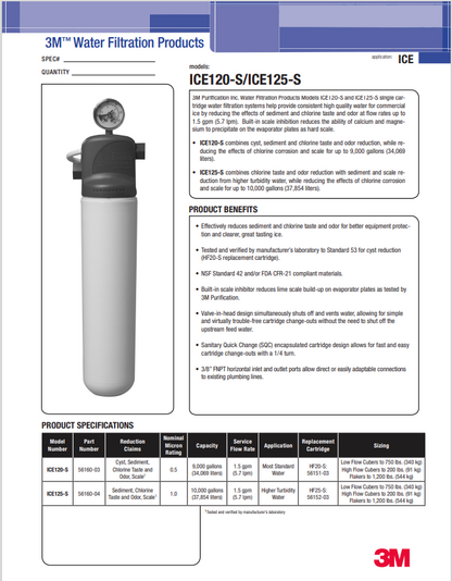 3M Water Filtration System for Ice Machines