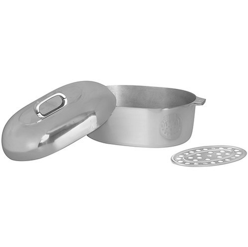 Polished Aluminum Oval Roaster with Lid 11"