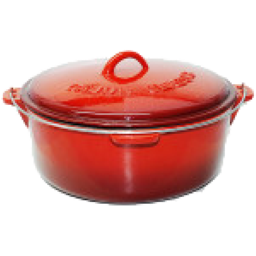 Enamel Coated Dutch Oven with Lid, Red, 6 quart