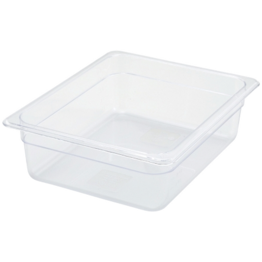 Winco Poly-Ware 3 1/2" Deep 1/2 Size Clear Polycarbonate Food Pan