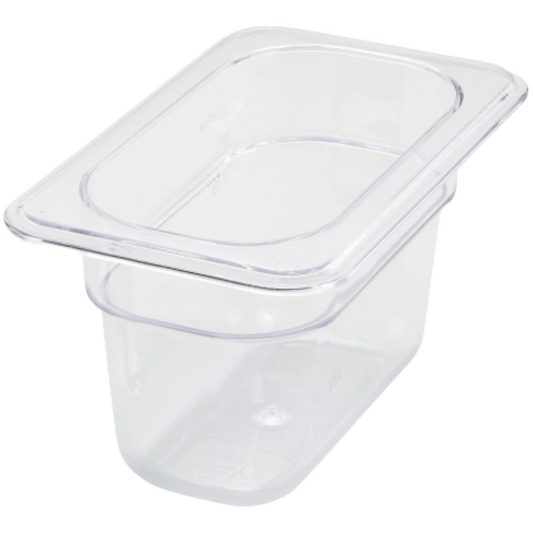 Winco Poly-Ware 3 1/2" Deep 1/9 Size Clear Polycarbonate Food Pan