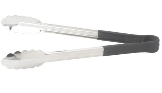 12" Stainless Steel Utility Tong with Black Polypropylene Handle