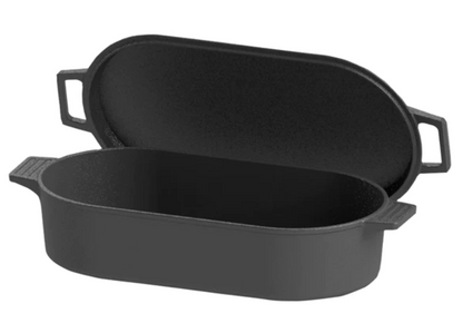 Pre-Seasoned Cast Iron Oval Fryer with Griddle Lid, 6 quart