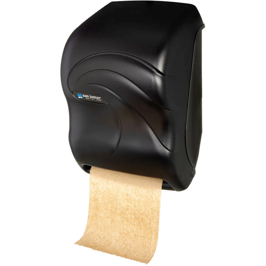 San Jamar Wall Mount Touchless Roll Paper Towel Dispenser - Plastic, Black Pearl