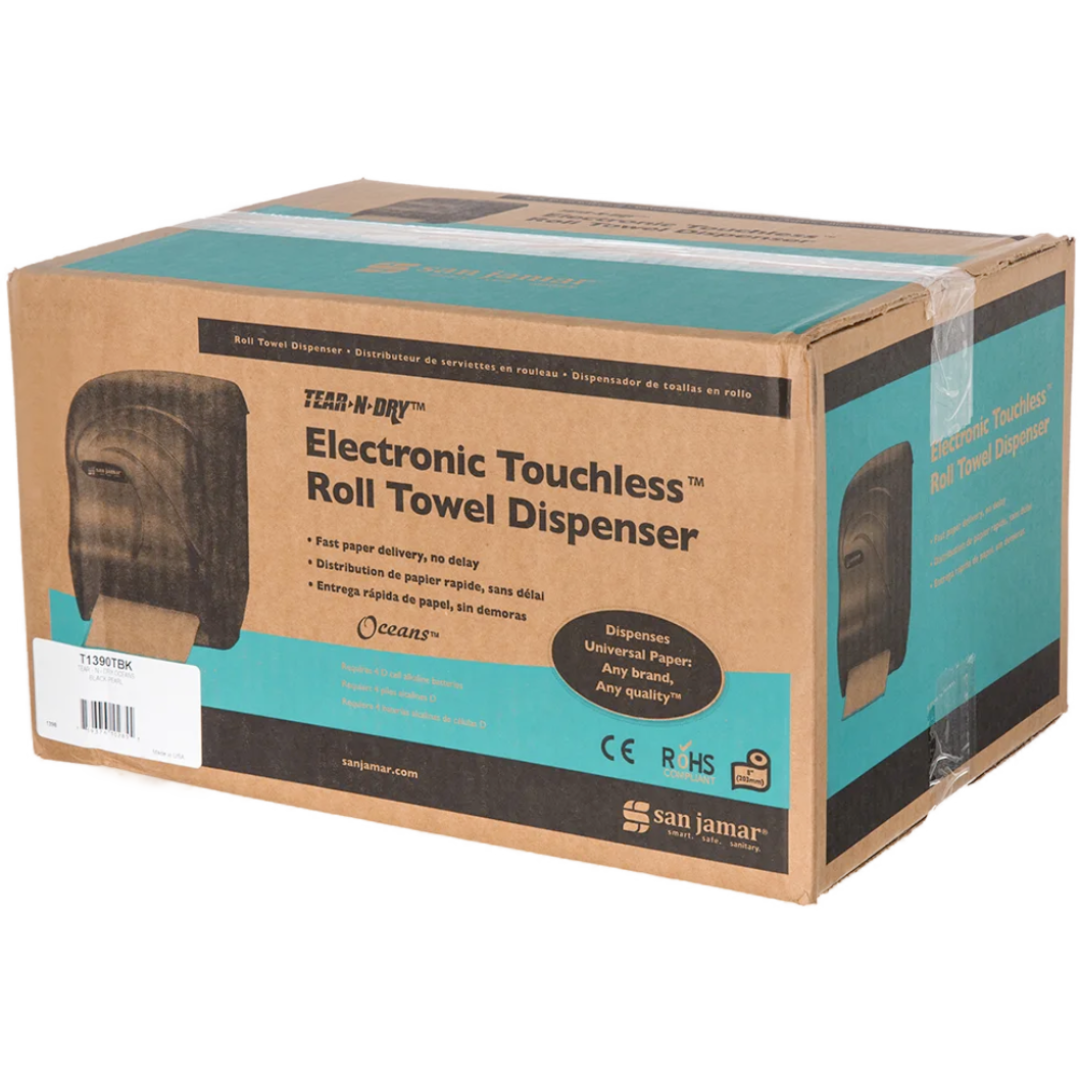 San Jamar Tear-N-Dry Touchless Roll Towel Dispenser, Black