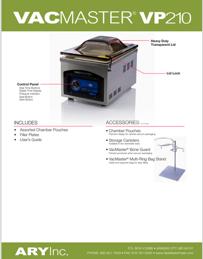 VacMaster® VP210 Table Top Chamber Vacuum Sealer