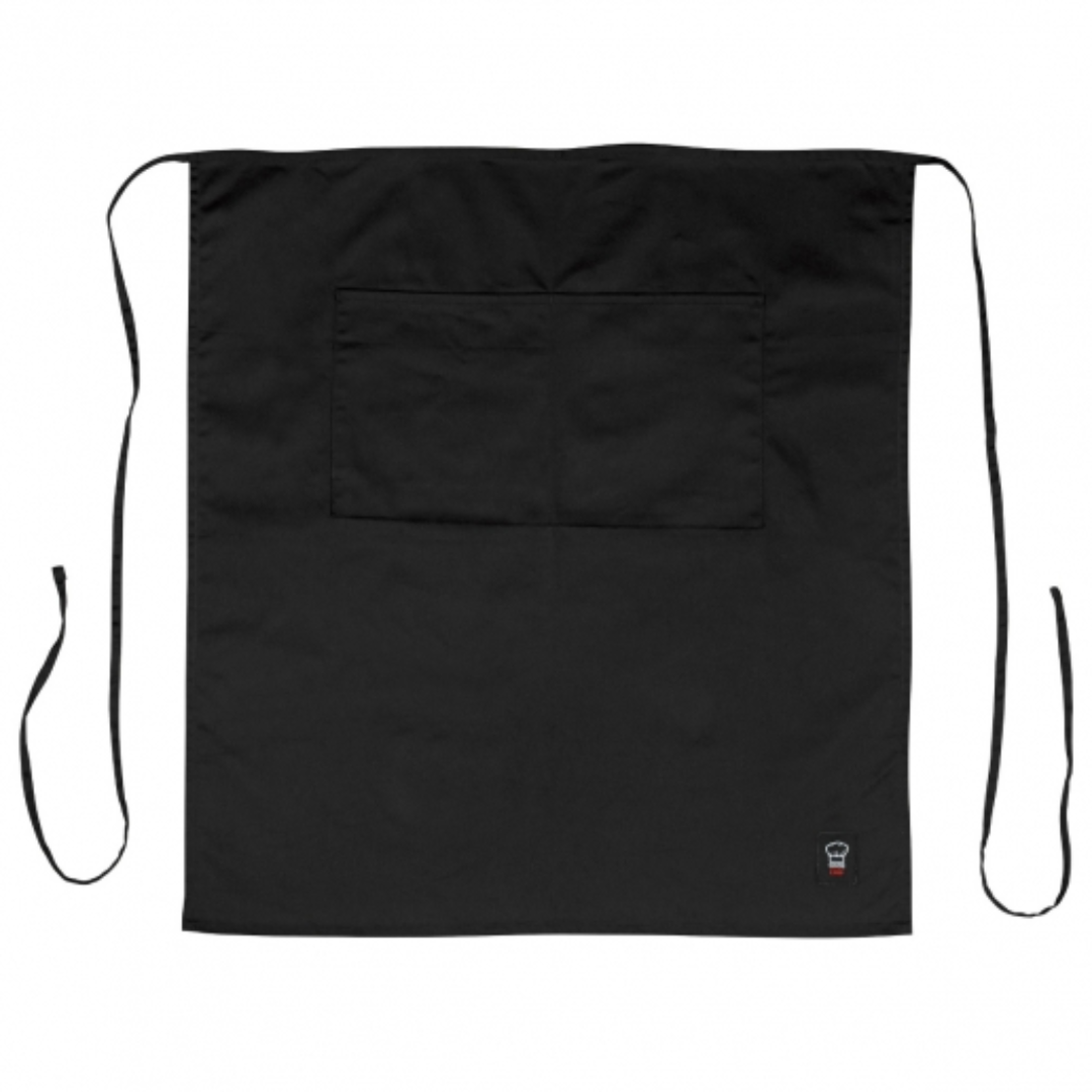Winco Black 32" L x 28" W Signature Chef Poly/Cotton Full-Length Bistro Apron With 2 Pockets