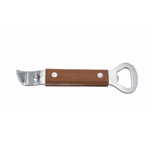 Can Tapper/Bottle Opener, 7", stainless steel with wooden