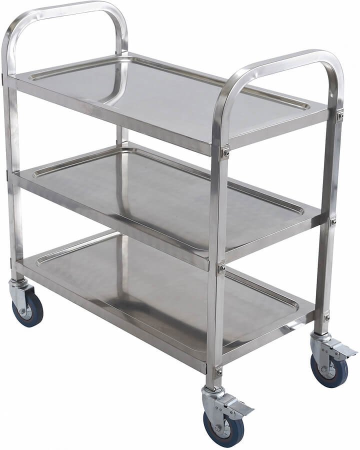 3-Tier Stainless Steel Trolley Utility Cart w/ Casters