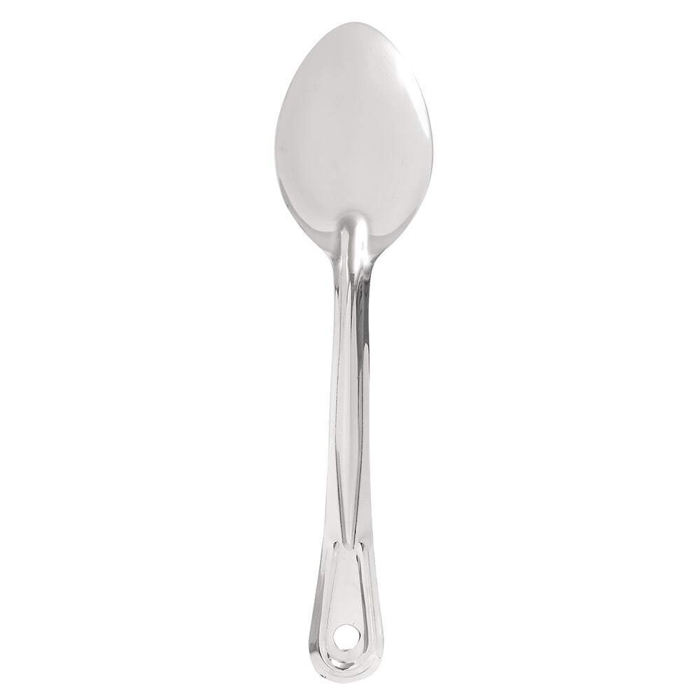 Basting Spoon, 11", slotted, stop hook, black polypropylene handle, 1.2mm thick, stainless - Richard's Supply Inc