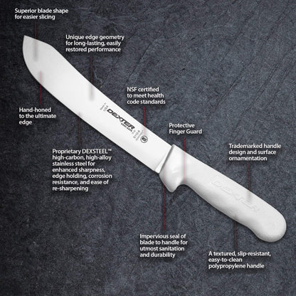 Sani-Safe Butcher Knife, 10", stain-free, high-carbon steel,