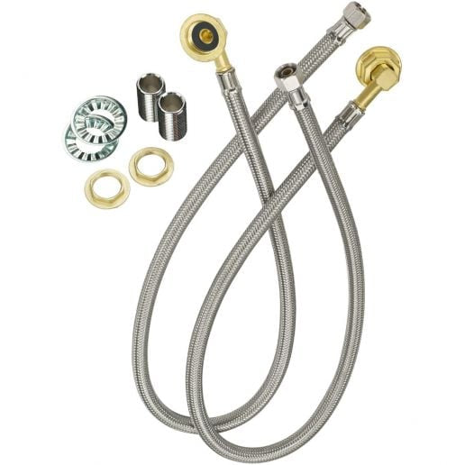 30" Long Braided Stainless Steel E-Z Install Wall-Mount Flexible Water Line Kit