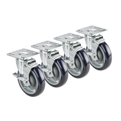 3-1/2" x 3-1/2" Swivel Plate Casters With Brakes
