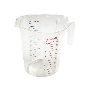 2 Qt. Raised Markings Clear Polycarbonate Measuring Cup - Richard's Supply Inc