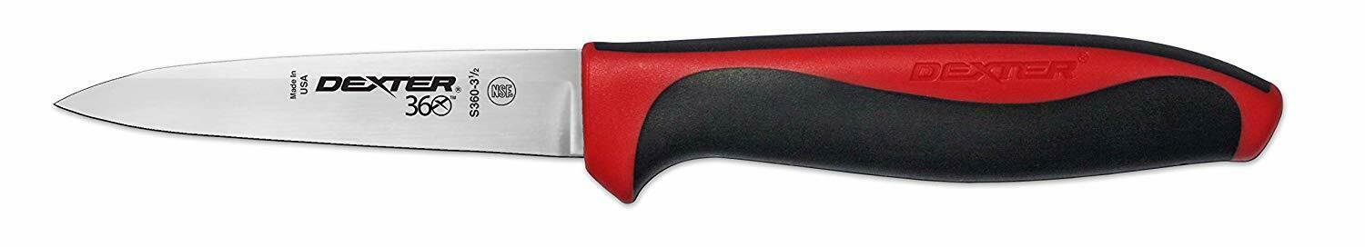 3-1/2" DEXSTEEL™ High Carbon Steel Paring Knife with Red Polypropylene / Santoprene Handle - Richard's Supply Inc