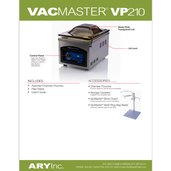 VacMaster VP210 Chamber Vacuum Packaging Machine guide 2