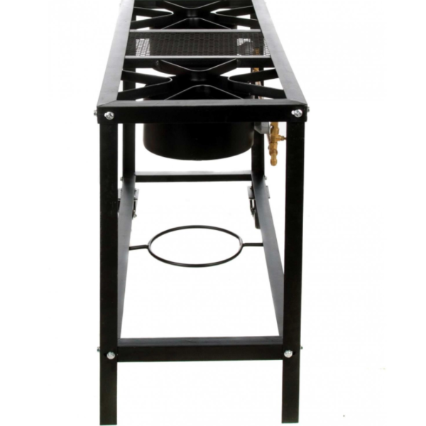 Outdoor Propane Stove on Wheels Cart with 2 burners side view