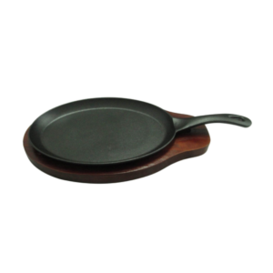 Winco Fajita Server Set - Cast Iron Skillet and Wooden Under Liner