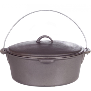 Pre-Seasoned Cast Iron Dutch Oven with Lid, 20 quart closed lid