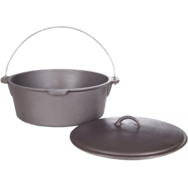 Pre-Seasoned Cast Iron Dutch Oven with Lid, 20 quart open lid