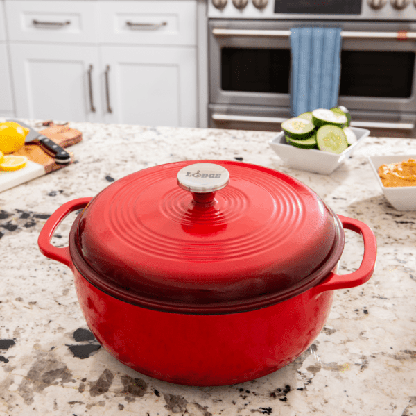 Lodge Red Cast Iron Enameled Dutch Oven 6 QT